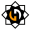Logo The image is a logo featuring a geometric design. At the center, there is "H" which stands for Hatha and is is colored orange and the "H". Surrounding the letters is an eight-pointed star, which is black and white. The star is composed of overlapping shapes, creating a symmetrical and balanced appearance. The combination of colors and shapes gives the logo a modern and dynamic look.